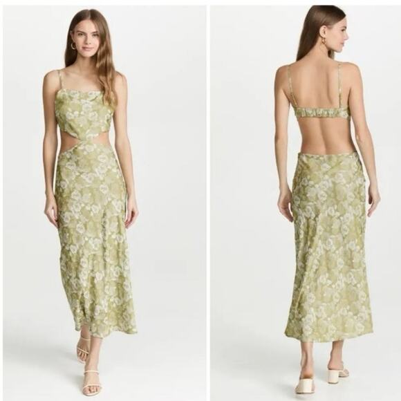 Rahi Green Floral Satin Sleeveless Cut Out Emilea
Midi Slip Dress - Picture 1 of 12